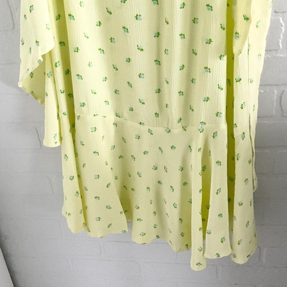 Faithfull the Brand Rare Aubrie Wrap Bow skirt in Bisset Yellow Aqua floral Sz S - Picture 12 of 16